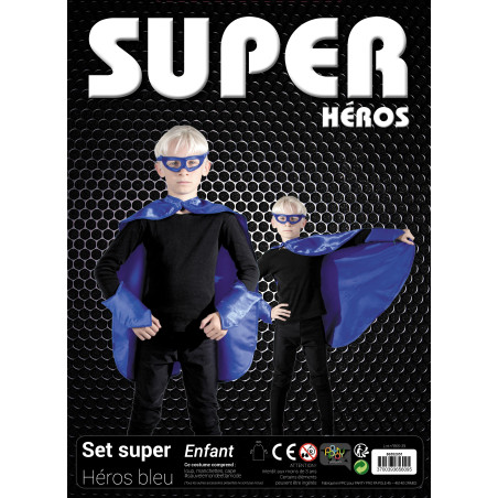 SET SUPER HEROS ENFANT BLEU
